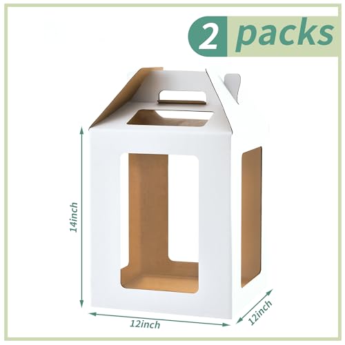 XININSUN Tall cake boxes for tier cakes 12x12x14 Inch with 6 Windows 2Pack - color: white-6win-2P-12inch
