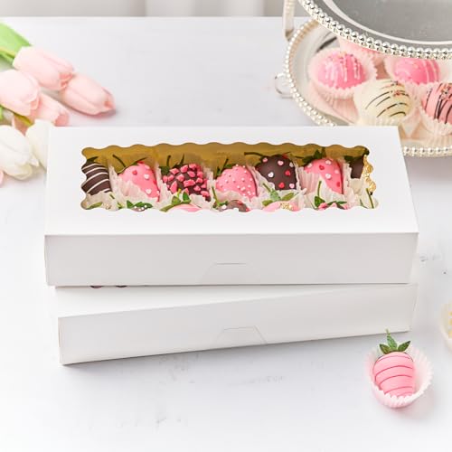 Kucoele 20 Pack 12.5" x 5.5" x 2.5" Cookie Boxes with Window