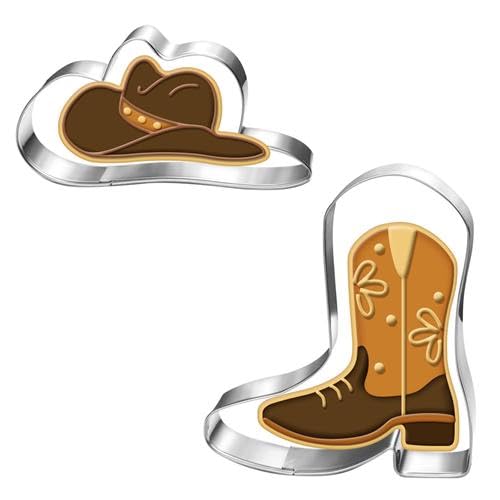 LUBTOSMN 2 Pcs Cowboy Cowgirl Cookie Cutter Set, 3.5" Dishwasher-Safe