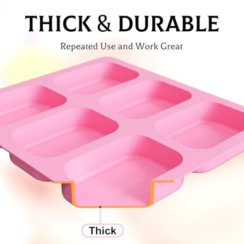 SJ Rounded Rectangle Soap Mold Set, 2-Pack 6-Cavity Silicone Soap Molds - color: Pink / Rounded Rectangle