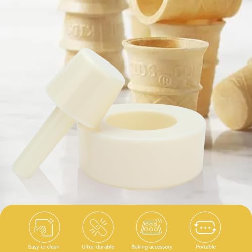 2PCS Waffle Cone Shaper, Cone Ice Cream Maker Cone Roller Waffle Rolling and Forming Tool Cone Roller Egg Roll DIY Mold Waffle Cone Mold Kit Pastry Ice Cream Waffle Cone Mold for Kitchen, White