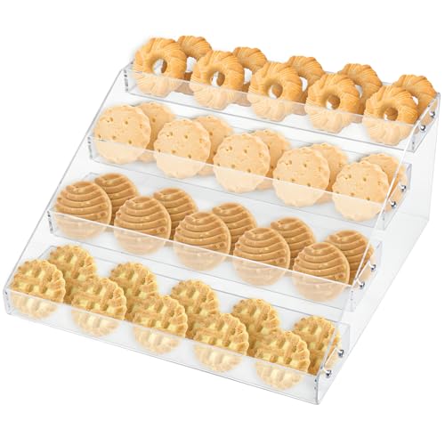 Tfwadmx 4 Tier Cookie Display Stand, Clear Acrylic Tiered Cupcake & Dessert Display Stand for Bakers, Vendors, Parties, Craft Fairs, and Market Booths