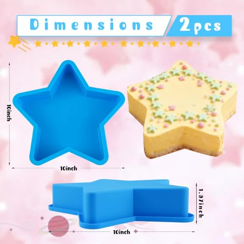 Sidosir 2Pcs Food- grade Silicone Star Cake Pan for Baking, 10Inch Large Silicone Star Shaped Cake Pan for Baking Cake - size: Star Cake Pan