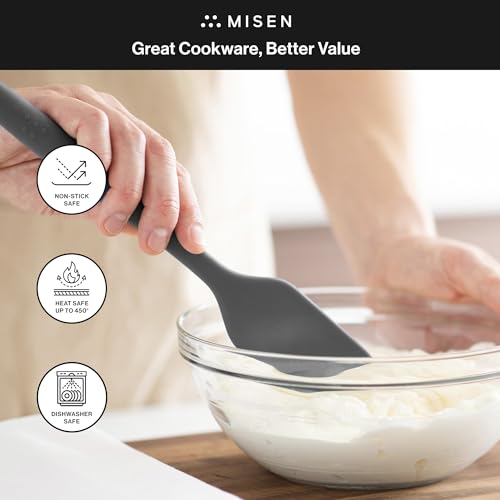 Misen Nonstick-Safe Silicone Spatula - Dishwasher Safe, Heat Resistant - Versatile Professional-Grade Kitchen Tool for Pancakes, Eggs, and Baking - Strong, Flexible, Durable Rubber Utensil - Gray - color: Gray
