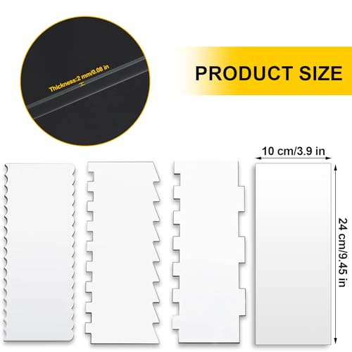 Cake Scraper,4PCS Clear Acrylic Cake Decorating Scraper Set
