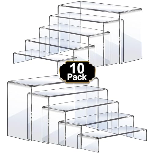 Aheroi Acrylic Risers Display Stands, Acrylic Stands for Display 10Pcs 2Set
