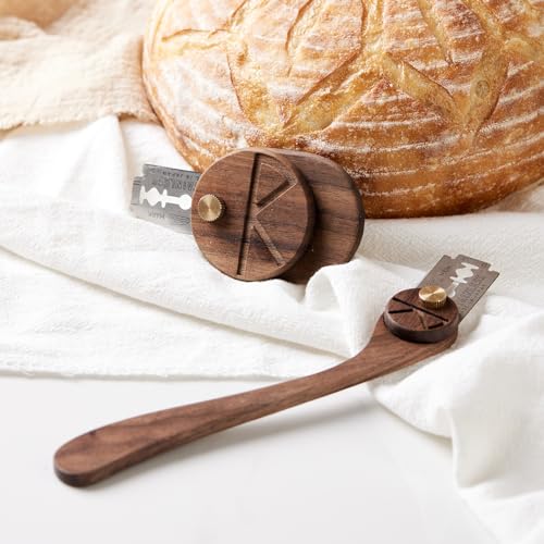 Bread Lame Set of 2, Scoring Knife with 5 Feather Blades, Sourdough Scoring Tool with Storage Box, Dough Scoring Tool for Bread Baking, Dexterous-Cut Series Lame Bread Tool (LUNA & ELEGANT) - style: Luna&Elegant