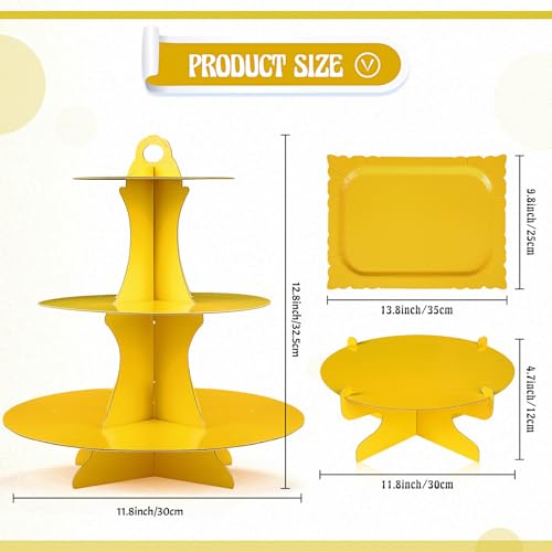 Zopeal 7 Pcs Dessert Table Display Set 3 Tiered Cupcake Stand, Yellow - color: Yellow
