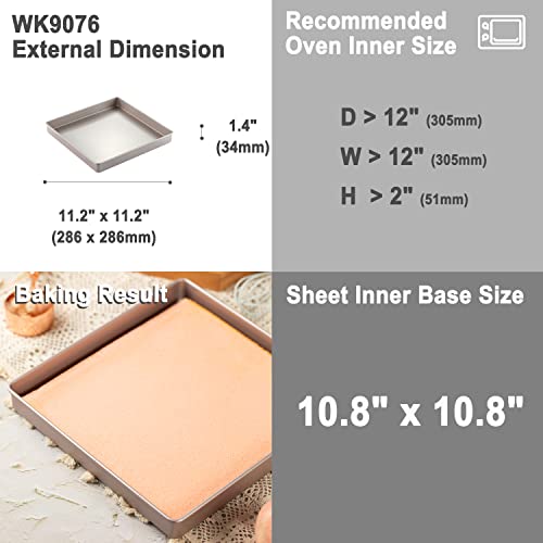 CHEFMADE 11-Inch Baking Sheet Pan, Non-Stick & Dishwasher Safe Square Jelly Roll Bakeware for Oven Roasting Meat Bread Battenberg Pizzas Pastries 11.2" x 11.2" x 1.4" (Champagne Gold) - size: 11.2" x 11.2" x 1.4"