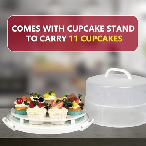 12 Inch Cake carrier Container with Lid and Handles Includes Insulated Bag for Safe Transportation of Buttercream Doesn't Melt Easy for Cakes, Pies and Cupcakes (Red) - color: Red