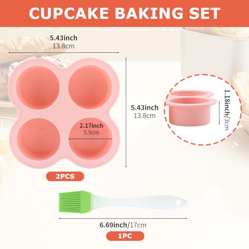 Silicone Air Fryer Egg Mold and Cupcake Pan, Muffin Tin with Oil Brush, Non-Stick Molds for Air Fryer Toaster Oven, 2Pcs Egg Molds