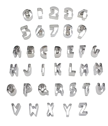 36PCS Letter cookie cutter set, metal alphanumeric baking cookie molds for fruit, baking, donuts, cookie decorating tools
