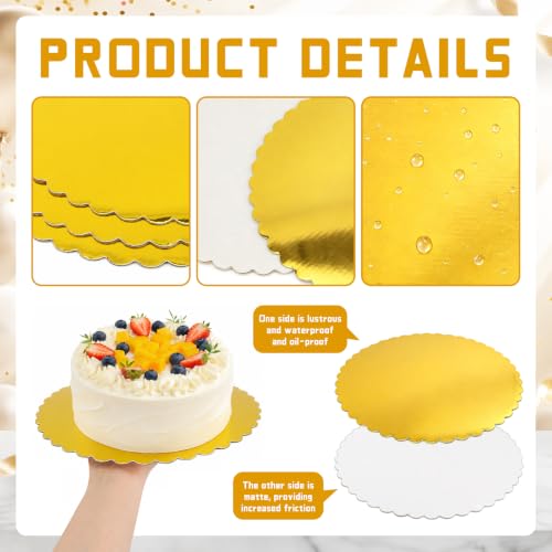 8 Pack 10 Inch Round Cake Boards,Gold Wave Cake Circles Base Stand - color: Gold, size: 10Inch, style: Wavy Edge