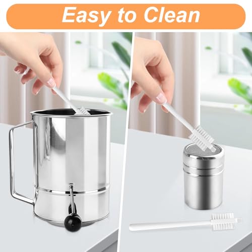 Stainless Steel 5 Cup Flour Sifter, 4 in 1 Baking Sifter with Powder Sugar Shaker Duster, Strainers Fine Mesh and Metal Scoop, Fine Sifter for Baking Cakes, Pies, Cupcakes, Desserts