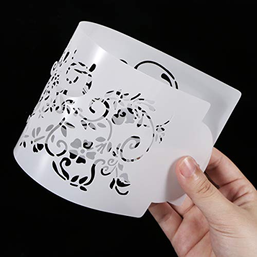 Wedding Cake Stencil Template, Kissbuty 5 Pcs Cake Decorating Embossing Plastic Spray Floral Cake Cookie Fondant Side Baking Mesh Stencil Mat Wedding Decor Tools (Diamond Quilted Grid Texture)