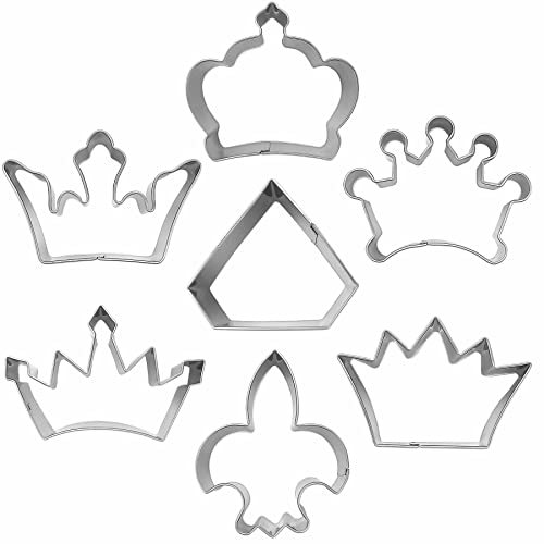 Comais Royal Princess Crown Shaped Cookie Cutters Set Stainless Steel 7Pcs