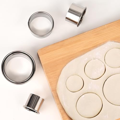 5-Piece Round Cookie Cutters Set (1.37"-2.55"), Stainless Steel Doughnuts Circle Cutters for Baking, Pastry & Vegetable Garnishes