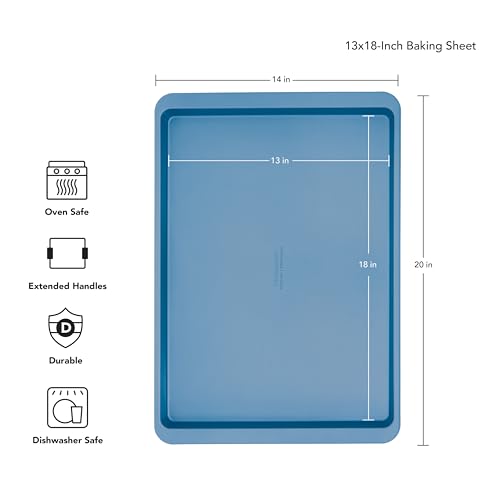 KitchenAid 13x18in Nonstick Aluminized Steel Baking Sheet, Blue Velvet - color: Blue Velvet, size: 13 x 18 Inch