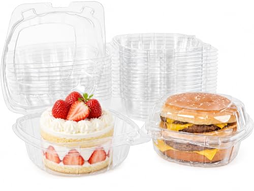 100 Pack Clear Plastic Clamshell Food Containers -5*5" Disposable Hinged Square Take Out Boxes for Food, Hamburger, Salad, Fruit, Sushi Carry Out Trays for Restaurants & Catering - size: 5*5 in