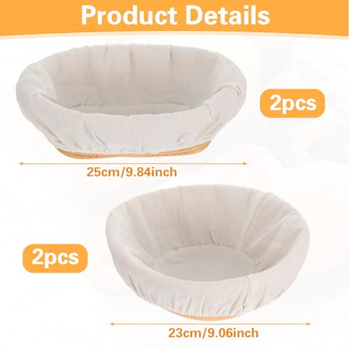 Molain 4 Pcs Bread Proofing Basket Cloth Liner, Bread Cloth Covers