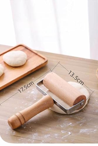 Stainless Steel & Beechwood Rolling Pin with Adjustable Thickness - Ergonomic Dumpling/Pasta Maker、Pizza, Kitchen Tool for Home Chefs, Dishwasher Safe & Rustproof Design (T) - size: T