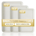 Baking Sheet Pan Set of 3, Nonstick Carbon Steel Cookie Sheets with Texture - color: Textured White