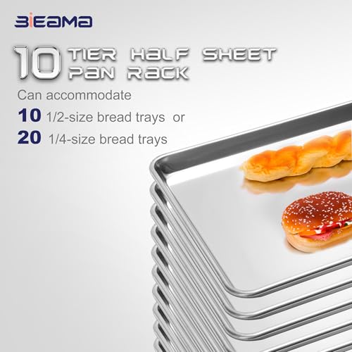 BIEAMA 10-Tier Sheet Pan Rack, NSF Aluminum Bun Pan Rack - color: Rack, size: Half Size 10-Tier