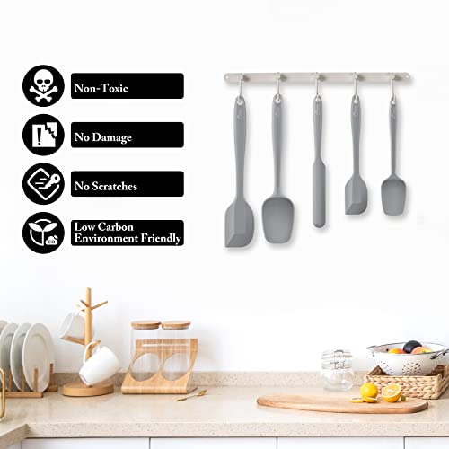 HOTEC BPA-Free Silicone Rubber Spatula Set, Grey, Set of 5 - color: Gray