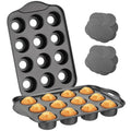 2 Pack Mini Muffin Pan, 12 Cavity Carbon Steel Cupcake Baking Tray with Removable Bottoms, Non-Stick Muffin Tins for Mini Cheesecakes, Quiches, and Cornbread