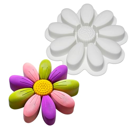 mostsom DIY Sunflower Chocolate Molds Silicone Candy Molds Non Stick Cookies Baking Trays for Party Decorations Food Grade (Sunflower M_9x9x1.48inch) - size: Sunflower M