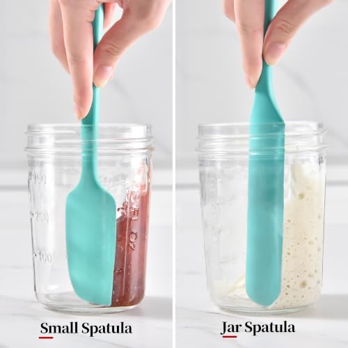 600ºF Heat Resistant Silicone Spatula Spoonula Set of 4, Aqua Sky - color: (1) Aqua Sky, size: 4 Spatulas