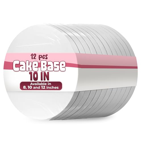 Set of 12 White Cake Drums 10 Inch Round, 1/2" Thick Cardboard - color: White, size: 10 in