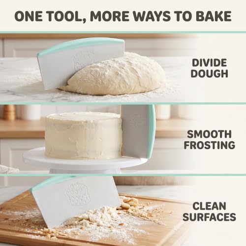 Plastic Pastry Bench Scraper Chopper Cake Cutter with Measuring Scale Multipurpose Kitchen Gadget Pizza Cutters for Cooking Baking Bread and Pizza Dough Kitchen and Dining