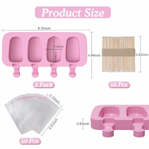 Ozera 2 Pack Silicone Popsicles Molds, Reusable Cake Pop Molds Set - color: Blue and Pink