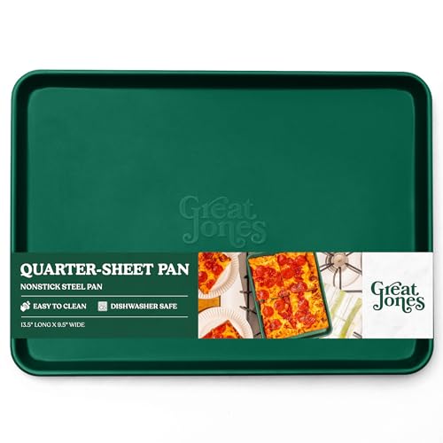 Great Jones Nonstick & Non Toxic Quarter Sheet Pan 13.5" x 9.5" (Broccoli) - color: Broccoli, size: Little Sheet (13.5" x 9.5")