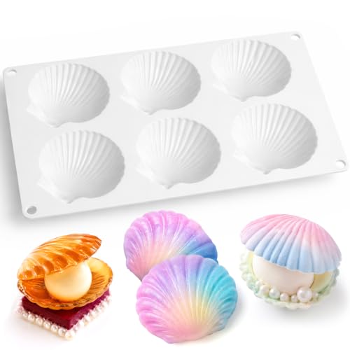 Juome Shell Shaped Silicone Molds - Large Seashell Chocolate Baking Molds - color: 1Pc Large Seashell