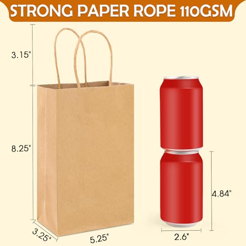 XPCARE Brown Paper Bags with Handles, 100Pcs 5.25x3.25x8.25'' Kraft Bags - color: Brown, size: 100 Count (Pack of 1)