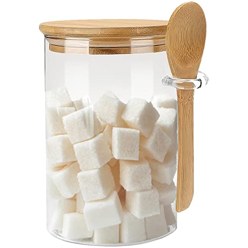 15 oz Glass Sugar Container, 1 Pack Coffee Container, Glass Jars with Lids