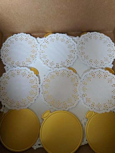 YYaaloa 3.15 Inch Mini Round Golden Cake Boards Mousse Cupcake Base Paper Plates Circle Dessert Board Circle Base for Cake DIY, Baking Dessert Party Wedding Birthday (Round, 50pcs) - color: Round, size: 50pcs