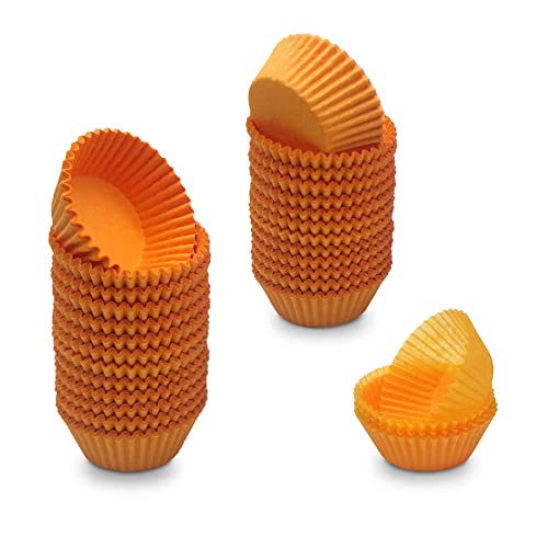 Orange Mini Cupcake Liners Natural Greaseproof Paper Muffin Baking Cups, 500-Count - color: Orange