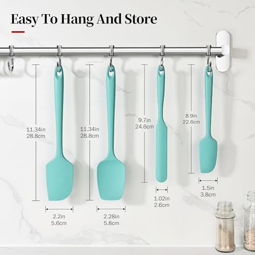 600ºF Heat Resistant Silicone Spatula Spoonula Set of 4, Aqua Sky - color: (1) Aqua Sky, size: 4 Spatulas