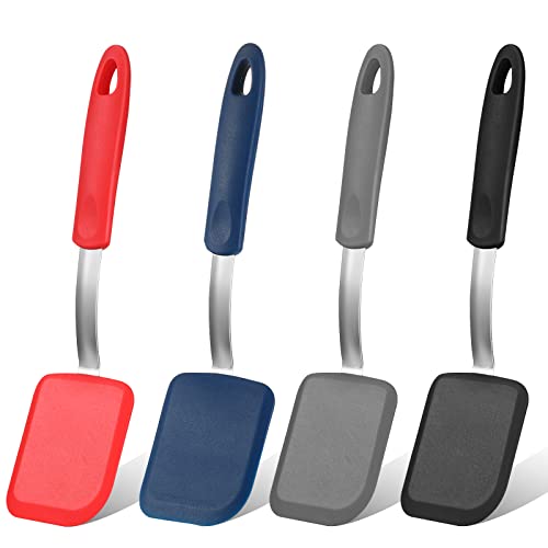 Gejoy 4 Pcs Silicone Turner Nonstick Flexible, Gray, Blue, Black, Red - color: Gray, Blue, Black, Red
