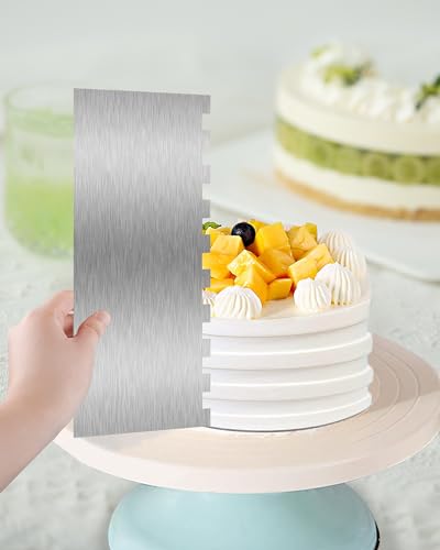3 Pcs Metal Cake Scraper Smoother Cake Decorating Supplies Kit, 8.6 Inch - size: Cake Comb-5