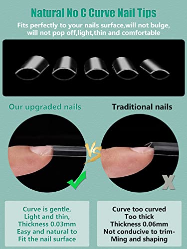 LIONVISON XL Square Nail Tips: 480PCS Extra Long NO C Curve Nails Tip