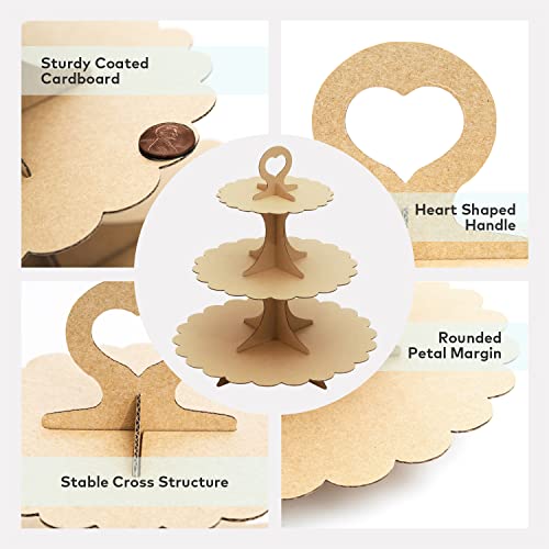 Brown Cupcake Stand 3-Tier 2-Pack, Kraft Paper Display Tower - color: Brown 2 Pack
