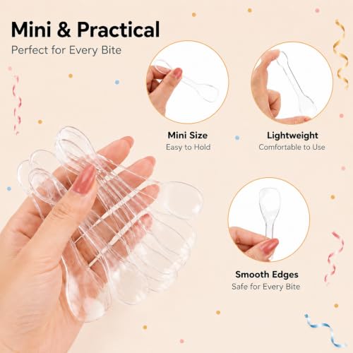 150 PCS 4" Mini Spoons for Desserts, Small Plastic Tasting Spoons