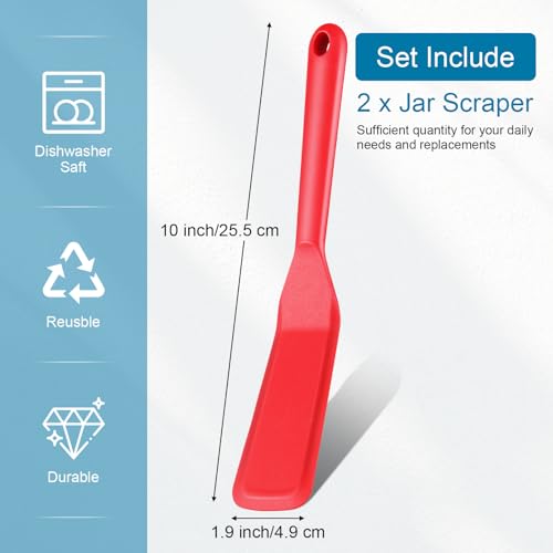 Zopeal 2 Pcs Crepe Spatula Narrow Silicone Long Non Stick, Red, Black - color: Red, Black