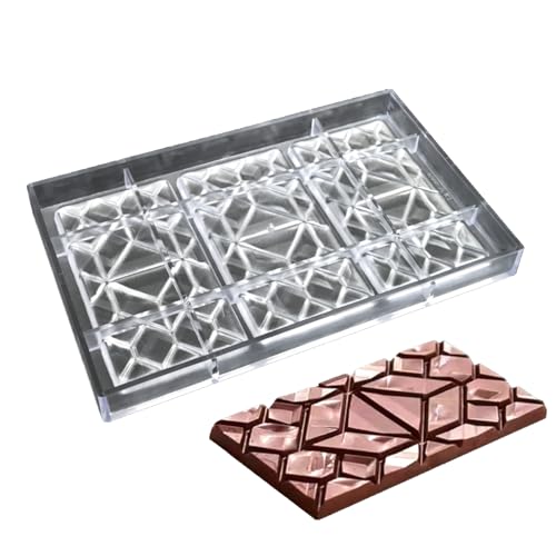 Polycarbonate Chocolate Molds Rectangle Shape 3D Pattern Chocolate Bar Mold 3 Pack Durable & Flexible Candy Moulds for Homemade Chocolates, Baking & Desserts - BPA-Free (E_ Rectangle) - size: E_ Rectangle