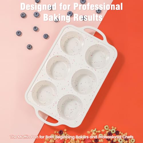Silicone Jumbo Muffin Pan with Metal Frame, Non Stick Food Grade Silicone Large Muffin Pan Set of 2, with Handles 6 Cup,BPA-Free and Dishwasher Safe, Jumbo Cupcake Pans - size: Jumbo: 6cups-2Pack