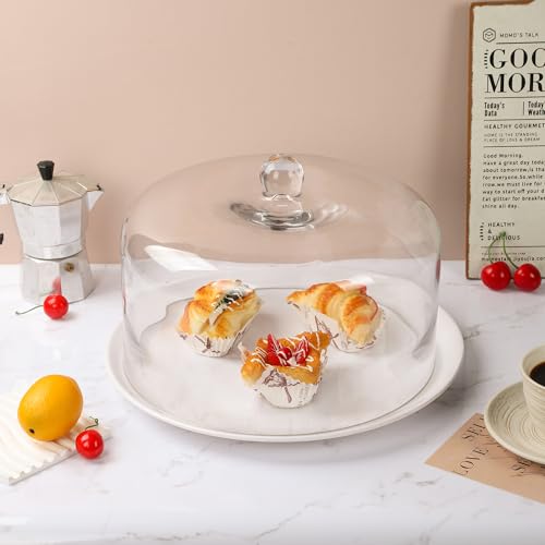 12" Wide Handmade Sturdy Glass Cake Dome, Cake Cover Lid for Cake, Food and Display, Glass Topper For Cake Plate And Cake Stand, Cake Stand Topper, Glass Dome Cloche, Glasss (12"x8") - size: 12"x8"